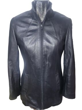 Danier Black Women's Classic Zip-Up Leather Jacket With Zip-Out Lining